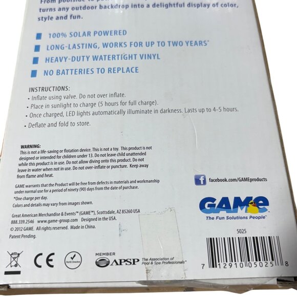 Solarglo Solar Powered 14" Sphere LED Lighted Inflatable New - Picture 2 of 3